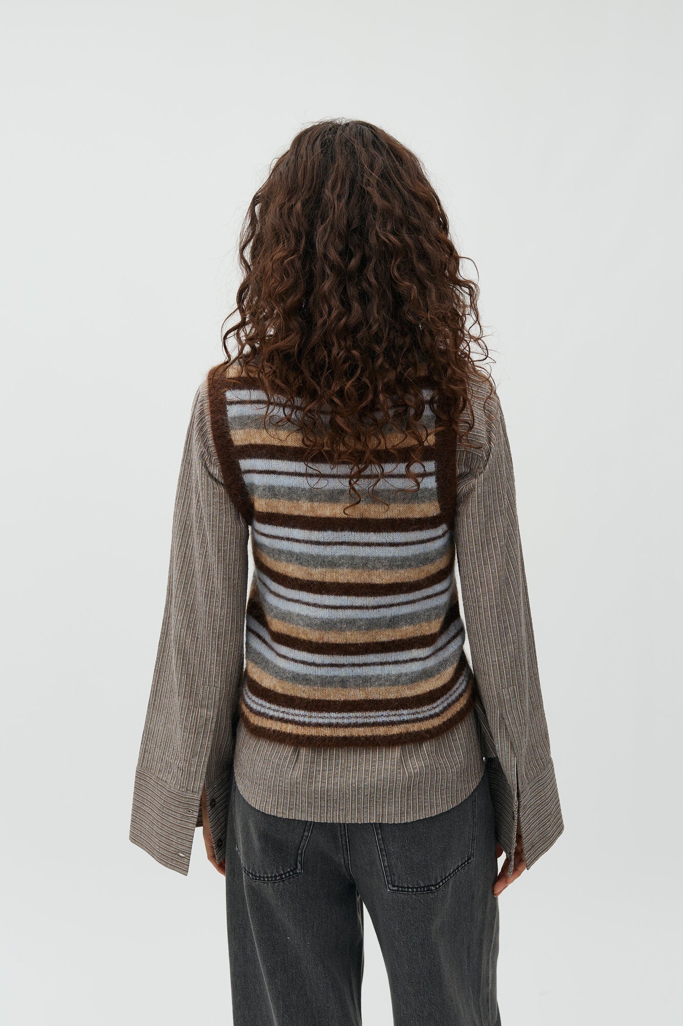 Flavin-M strikket vest - Friday Mutli Stripe Brown